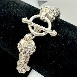 BA SUARTI Sterling Silver Twisted Heavy Wheat Byzantine Toggle Bracelet; 56g